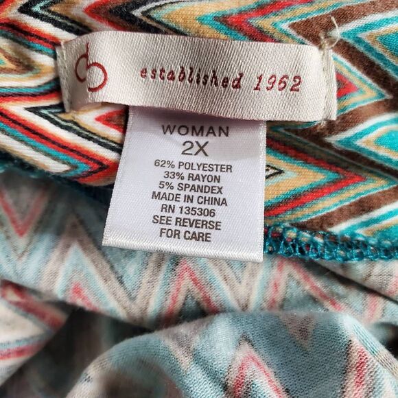 Cato Woman Chevron Print Maxi Skirt Multicolor Plus 2X Stretch - Picture 4 of 5